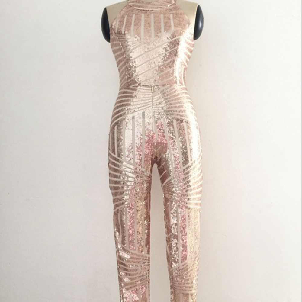 Pretty Gold Jumpsuit - Picture 3 of 16